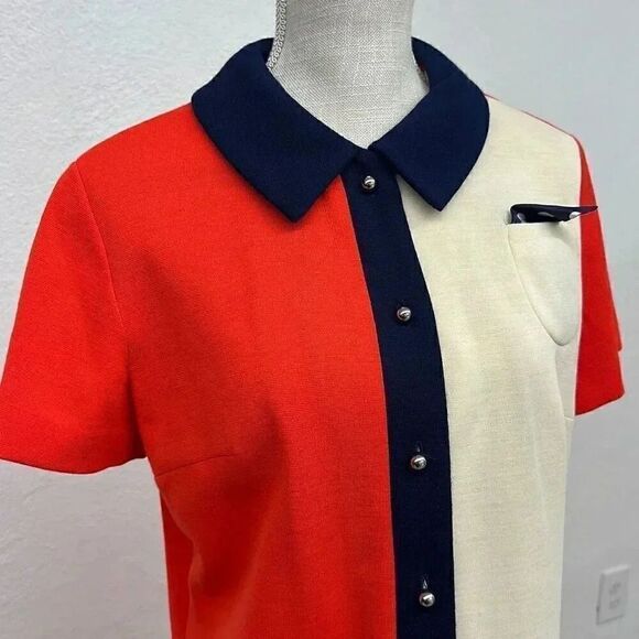 Vintage Mod R&K Knits Colorblock Dress - Picture 2 of 9